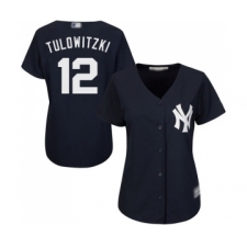 Women's New York Yankees #12 Troy Tulowitzki Authentic Navy Blue Alternate Baseball Jersey
