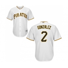 Men's Pittsburgh Pirates #2 Erik Gonzalez Replica White Home Cool Base Baseball Jersey