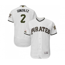 Men's Pittsburgh Pirates #2 Erik Gonzalez White Alternate Authentic Collection Flex Base Baseball Jersey