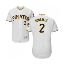 Men's Pittsburgh Pirates #2 Erik Gonzalez White Home Flex Base Authentic Collection Baseball Jersey
