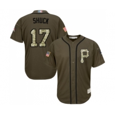 Men's Pittsburgh Pirates #17 JB Shuck Authentic Green Salute to Service Baseball Jersey