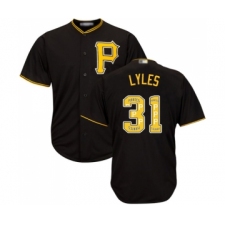 Men's Pittsburgh Pirates #31 Jordan Lyles Authentic Black Team Logo Fashion Cool Base Baseball Jersey