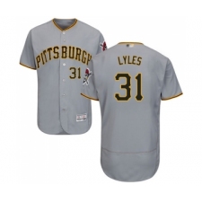 Men's Pittsburgh Pirates #31 Jordan Lyles Grey Road Flex Base Authentic Collection Baseball Jersey