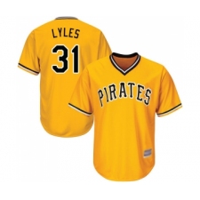 Men's Pittsburgh Pirates #31 Jordan Lyles Replica Gold Alternate Cool Base Baseball Jersey