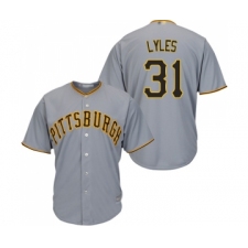 Men's Pittsburgh Pirates #31 Jordan Lyles Replica Grey Road Cool Base Baseball Jersey