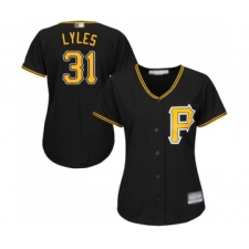 Women's Pittsburgh Pirates #31 Jordan Lyles Replica Black Alternate Cool Base Baseball Jersey