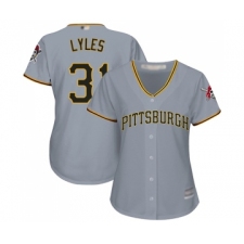 Women's Pittsburgh Pirates #31 Jordan Lyles Replica Grey Road Cool Base Baseball Jersey