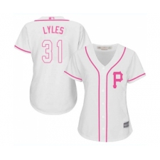 Women's Pittsburgh Pirates #31 Jordan Lyles Replica White Fashion Cool Base Baseball Jersey