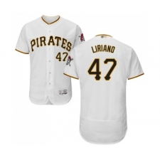 Men's Pittsburgh Pirates #47 Francisco Liriano White Home Flex Base Authentic Collection Baseball Jersey