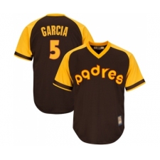 Men's San Diego Padres #5 Greg Garcia Replica Brown Alternate Cooperstown Cool Base Baseball Jersey