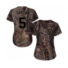 Women's San Diego Padres #5 Greg Garcia Authentic Camo Realtree Collection Flex Base Baseball Jersey