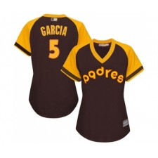 Women's San Diego Padres #5 Greg Garcia Replica Brown Alternate Cooperstown Cool Base Baseball Jersey