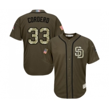 Men's San Diego Padres #33 Franchy Cordero Authentic Green Salute to Service Baseball Jersey