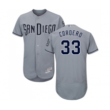 Men's San Diego Padres #33 Franchy Cordero Authentic Grey Road Cool Base Baseball Jersey