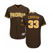 Men's San Diego Padres #33 Franchy Cordero Brown Alternate Flex Base Authentic Collection Baseball Jersey