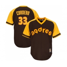 Men's San Diego Padres #33 Franchy Cordero Replica Brown Alternate Cooperstown Cool Base Baseball Jersey