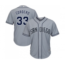Men's San Diego Padres #33 Franchy Cordero Replica Grey Road Cool Base Baseball Jersey
