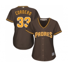 Women's San Diego Padres #33 Franchy Cordero Replica Brown Alternate Cool Base Baseball Jersey