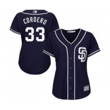 Women's San Diego Padres #33 Franchy Cordero Replica Navy Blue Alternate 1 Cool Base Baseball Jersey