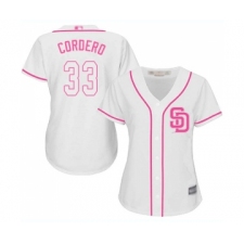 Women's San Diego Padres #33 Franchy Cordero Replica White Fashion Cool Base Baseball Jersey