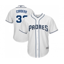 Youth San Diego Padres #33 Franchy Cordero Replica White Home Cool Base Baseball Jersey