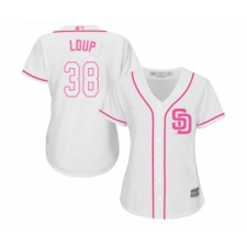 Women's San Diego Padres #38 Aaron Loup Replica White Fashion Cool Base Baseball Jersey