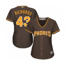 Women's San Diego Padres #43 Garrett Richards Replica Brown Alternate Cool Base Baseball Jersey