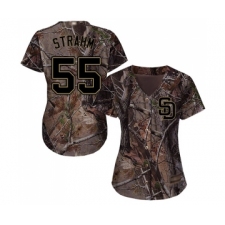 Women's San Diego Padres #55 Matt Strahm Authentic Camo Realtree Collection Flex Base Baseball Jersey