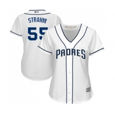 Women's San Diego Padres #55 Matt Strahm Replica White Home Cool Base Baseball Jersey