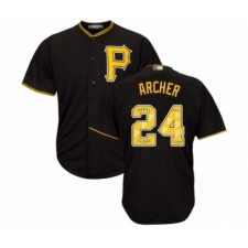 Men's Pittsburgh Pirates #24 Chris Archer Authentic Black Team Logo Fashion Cool Base Baseball Jersey