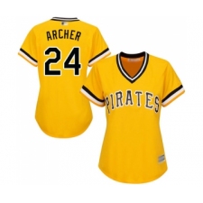 Women's Pittsburgh Pirates #24 Chris Archer Replica Gold Alternate Cool Base Baseball Jersey