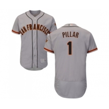 Men's San Francisco Giants #1 Kevin Pillar Grey Road Flex Base Authentic Collection Baseball Jersey