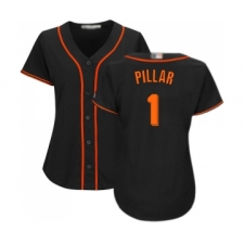 Women's San Francisco Giants #1 Kevin Pillar Replica Black Alternate Cool Base Baseball Jersey