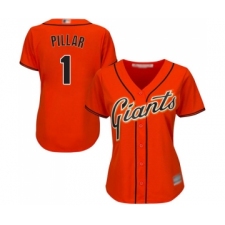 Women's San Francisco Giants #1 Kevin Pillar Replica Orange Alternate Cool Base Baseball Jersey