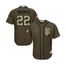 Men's San Francisco Giants #22 Yangervis Solarte Authentic Green Salute to Service Baseball Jersey