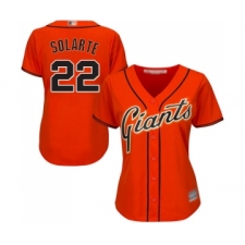Women's San Francisco Giants #22 Yangervis Solarte Replica Orange Alternate Cool Base Baseball Jersey