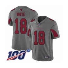 Men's Arizona Cardinals #18 Kevin White Limited Silver Inverted Legend 100th Season Football Jersey