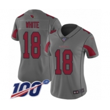 Women's Arizona Cardinals #18 Kevin White Limited Silver Inverted Legend 100th Season Football Jersey