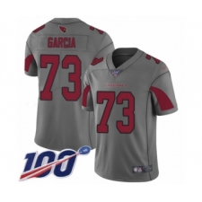 Men's Arizona Cardinals #73 Max Garcia Limited Silver Inverted Legend 100th Season Football Jersey