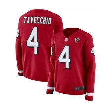 Women's Atlanta Falcons #4 Giorgio Tavecchio Limited Red Therma Long Sleeve Football Jersey