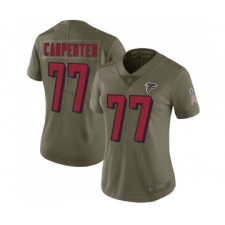Women's Atlanta Falcons #77 James Carpenter Limited Olive 2017 Salute to Service Football Jersey