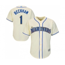 Men's Seattle Mariners #1 Tim Beckham Replica Cream Alternate Cool Base Baseball Jersey
