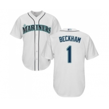 Men's Seattle Mariners #1 Tim Beckham Replica White Home Cool Base Baseball Jersey