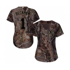 Women's Seattle Mariners #1 Tim Beckham Authentic Camo Realtree Collection Flex Base Baseball Jersey
