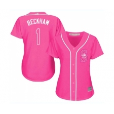 Women's Seattle Mariners #1 Tim Beckham Replica Pink Fashion Cool Base Baseball Jersey