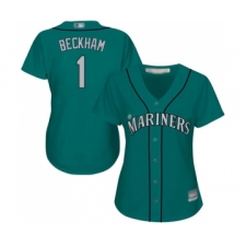 Women's Seattle Mariners #1 Tim Beckham Replica Teal Green Alternate Cool Base Baseball Jersey