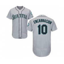 Men's Seattle Mariners #10 Edwin Encarnacion Grey Road Flex Base Authentic Collection Baseball Jersey