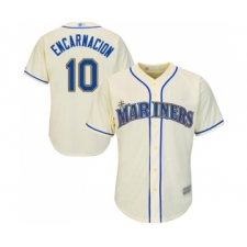 Men's Seattle Mariners #10 Edwin Encarnacion Replica Cream Alternate Cool Base Baseball Jersey