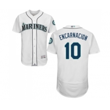 Men's Seattle Mariners #10 Edwin Encarnacion White Home Flex Base Authentic Collection Baseball Jersey