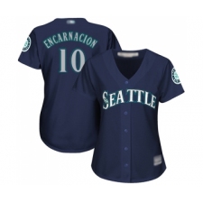 Women's Seattle Mariners #10 Edwin Encarnacion Replica Navy Blue Alternate 2 Cool Base Baseball Jersey